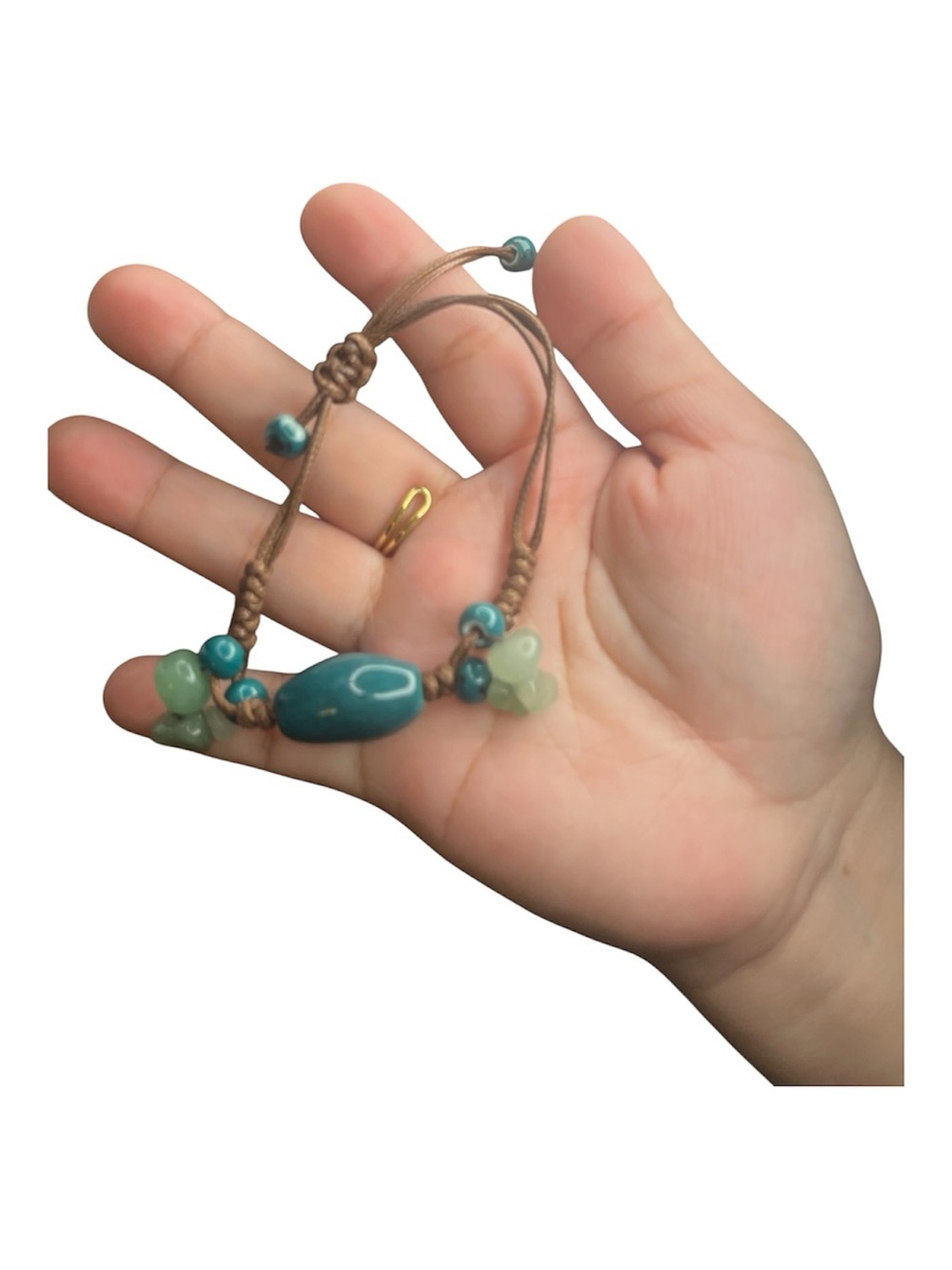 Handcrafted Teal Bead Adjustable Bracelet